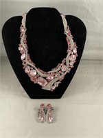 Flashy Pink Necklace & Earrings