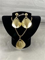 Chunky Gold Tone Necklace & Earrings