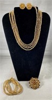 Beaded Necklace, Earrings, Bracelet