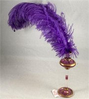 Purple Glass Perfume Bottle w/ Feather