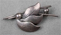 Mid-Century Modern Flemish Silver Floral Brooch