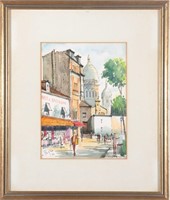 La Foglia Signed "Paris Montmartre" Watercolor