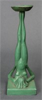 Frankart Art Deco Green Painted Nude Figural Stand