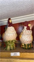 Two Ceramic Rooster Cookie Jars
