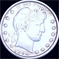1894-S Barber Silver Quarter NEARLY UNCIRCULATED