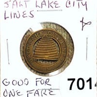Salt Lake City Lines Good For One Fare Token