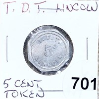 T.D.T. Lincoln 5c Token