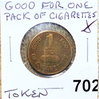 Good For One Pack Of Cigarettes Token