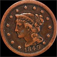 1849 Braided Hair Large Cent LIGHTLY CIRCULATED