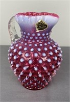 Fenton Opalescent Cranberry Hobnail Pitcher