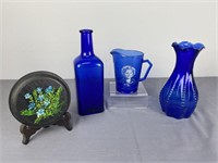 Shirley Temple Pitcher & Cobalt Pieces