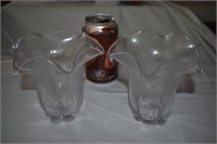 Pair Etched Glass Vintage Vases