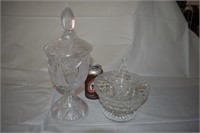 2 Large Covered Candy Dishes