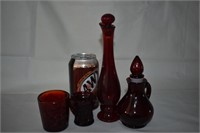 4 Pcs. Pigeon Blood & Cranberry Red Glass Pieces