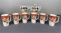 Vintage Dresden Cups; Creamer & Sugar