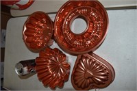 4 Copper Jello Molds-Vintage