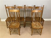 (6) Oak Spindle Back Dining Chairs