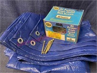 8x10 blue tarp & box of 3in exterior screws