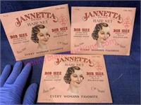 Lot of 3 old 1939 hair nets (new old stock)