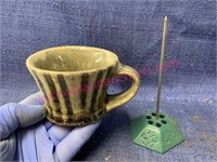 Pottery mug & a bill holder