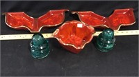 3 Ceramic Bowls and 2 Vintage Insulators