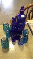 Lot of Small Blue Glass Bottles