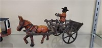Cast Iron Donkey and Wagon