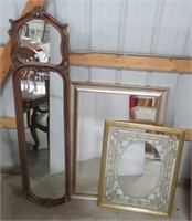 (3) Various Size & Style Wall Mirrors. Largest