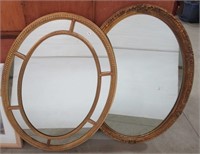 (2) Oval Wall Mirrors. Largest Measures 38" x