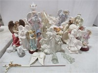 Assortment of Religious & Angel Figures. Tallest