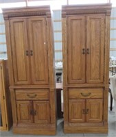 (2) Matching Oak Cabinets. Measures 78.25" T x