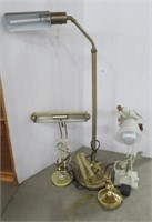 (4) Various Style Electric Lamps. Tallest