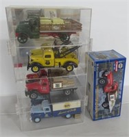 (3) Vintage Die Cast Trucks in Showcase.