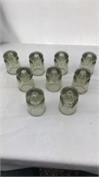 Set of 9 Vintage smoky glass insulators