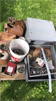 Pallet of nuts, bolts and nails with 2 drawer