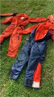 Lot of4 Marine survival suits, rain suit, wet suit