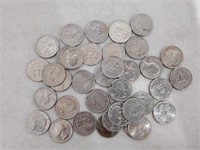 roll of USA 1914 Barber 25 cent coins