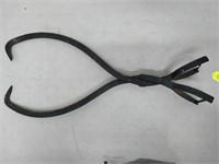 iron ice tongs - hand made - black