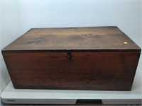 Wooden storage box with iron handles - vintage