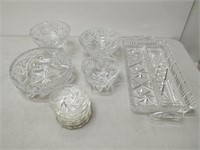 pinwheel crystal bowls,coasters, tray