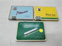 3 flat vintage cigarette tins 1950s