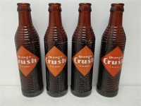 4 vintage amber Orange Crush bottles