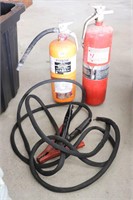 2 FIRE EXTINGUISHERS AND BOOSER CABLES ONLY CLAMPS