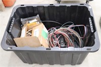 TOTE OF ASSORTED WIRING AND THROTTLE HANDLE