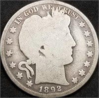 1892-P Barber Silver Half Dollar