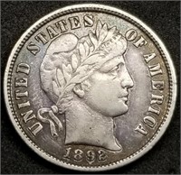 1892-P Barber Silver Dime, High Grade