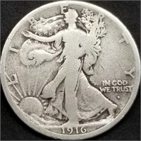 1916-S Walking Liberty Silver Half Dollar, Key