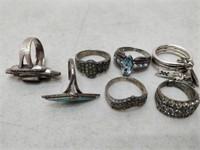 7 sterling silver estate rings
