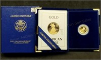 1989 US $5 Proof 1/10oz Gold Eagle w/Box & Papers