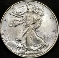 1937-P Walking Liberty Silver Half Dollar AU+